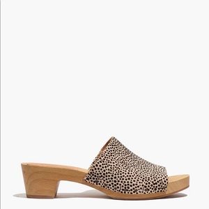 Madewell Black and White Spotted Leather Clogs